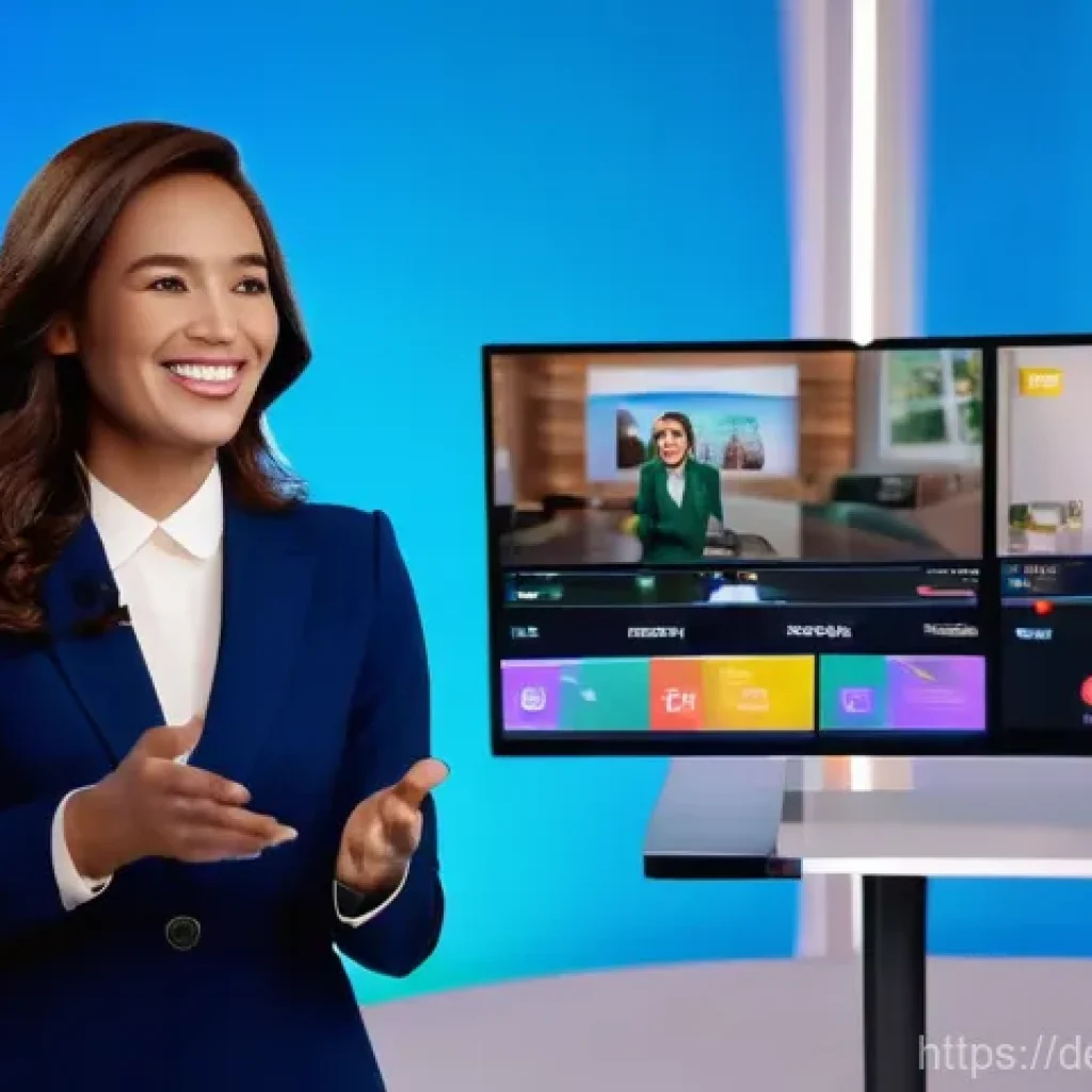 라이브 커머스를 통한 신규 고객 유치 기법 - **Prompt:** A vibrant and engaging live commerce broadcast scene. A charismatic female host, fully c...