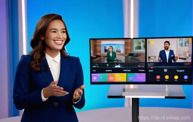 라이브 커머스를 통한 신규 고객 유치 기법 - **Prompt:** A vibrant and engaging live commerce broadcast scene. A charismatic female host, fully c...