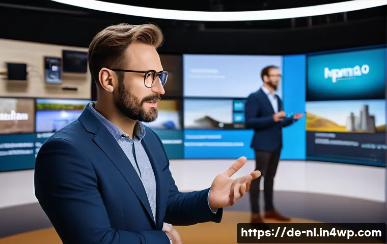 제품 시연과 라이브 커머스의 시너지 - A professional live product demonstration scene set in a modern studio with a charismatic male moder...