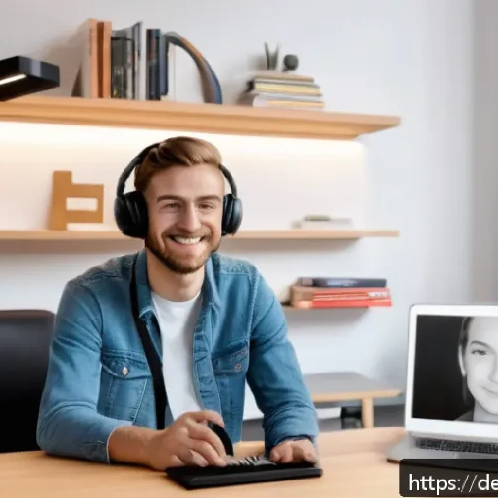 고객과 소통하는 라이브 방송 기법 - A cozy and professional live streaming setup in a modern German-style home office: a young adult str...