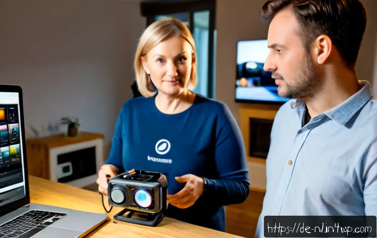 라이브 커머스 방송 중 발생하는 문제 해결법 - Photorealistic live shopping broadcast troubleshooting scene in a tidy modern German home studio, a ...